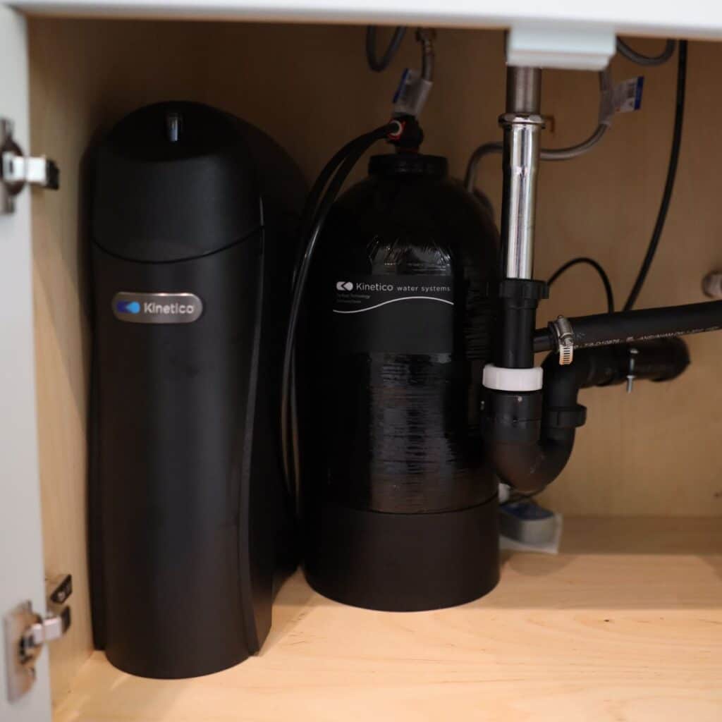 Kinetico water system installed under a sink